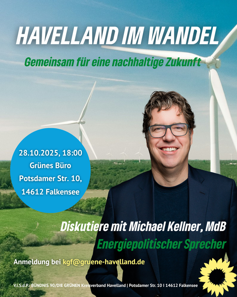 Energiewende-Talk mit Michael Kellner am 28. Oktober in Falkensee, Falkensee Energiewende-Talk mit Michael Kellner am 28. Oktober in Falkensee, Falkensee